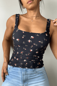 Blusa Zahra Black Flowers