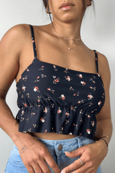 Cropped Serena Black Flowers