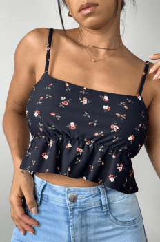 Cropped Serena Black Flowers